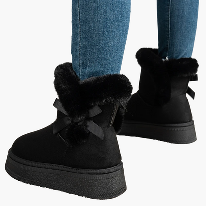 Vinterboots för dam med värmande foder och söt rosett – Perfekta för kalla dagar