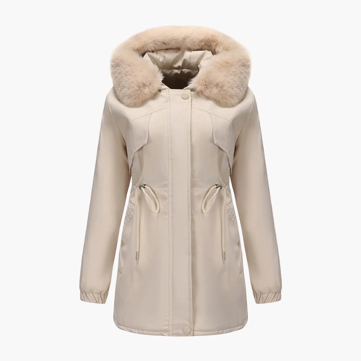 Dam Parkas Vinterjacka med Pälsluva – Elegant Varm Ytterplagg