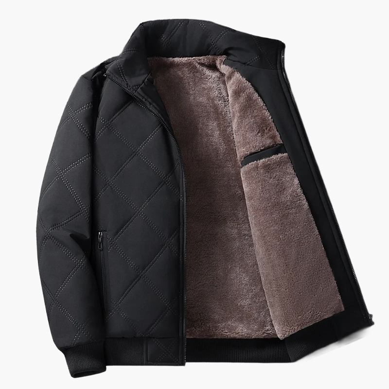 Herr quiltad vinterjacka med varm fleece, casual och sportig stil – perfekt för kalla dagar