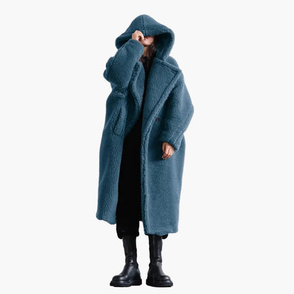 Dam Oversized Teddy Kappa med Huva – Modern Vinterstil & Urban Komfort