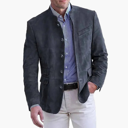 Herr Jacka Elegant Ståkrage Blazer – Stilren Vardags- och Festjacka
