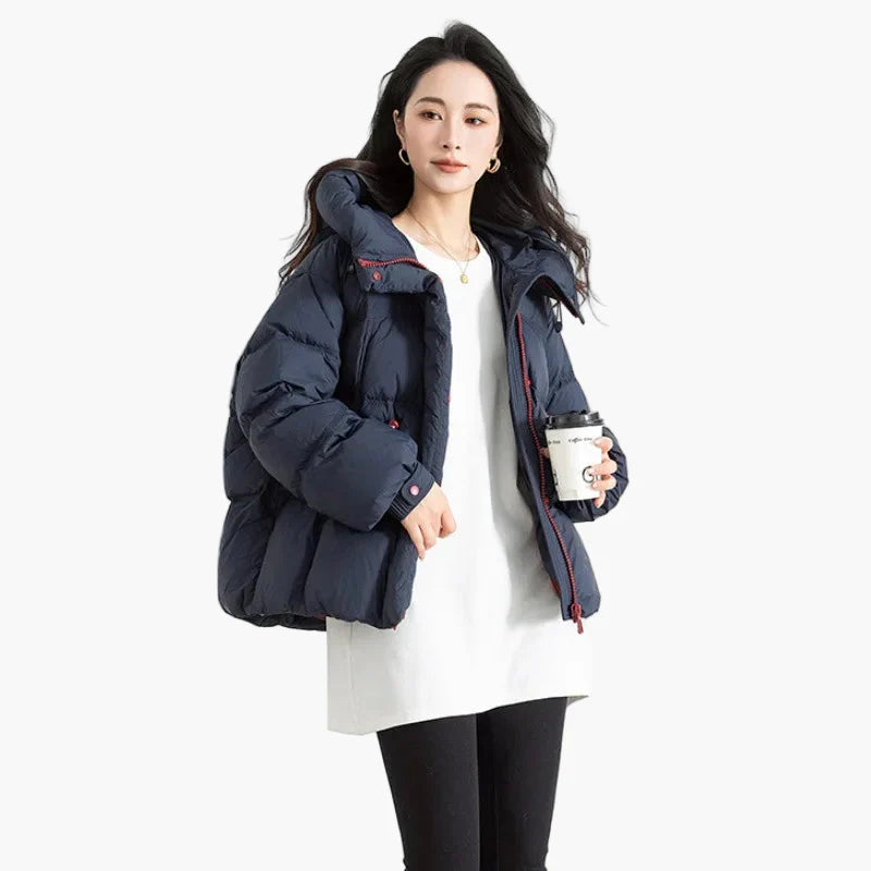 Dam Vinterjacka Oversized Pufferjacka Varm och Trendig Ytterplagg Fritid