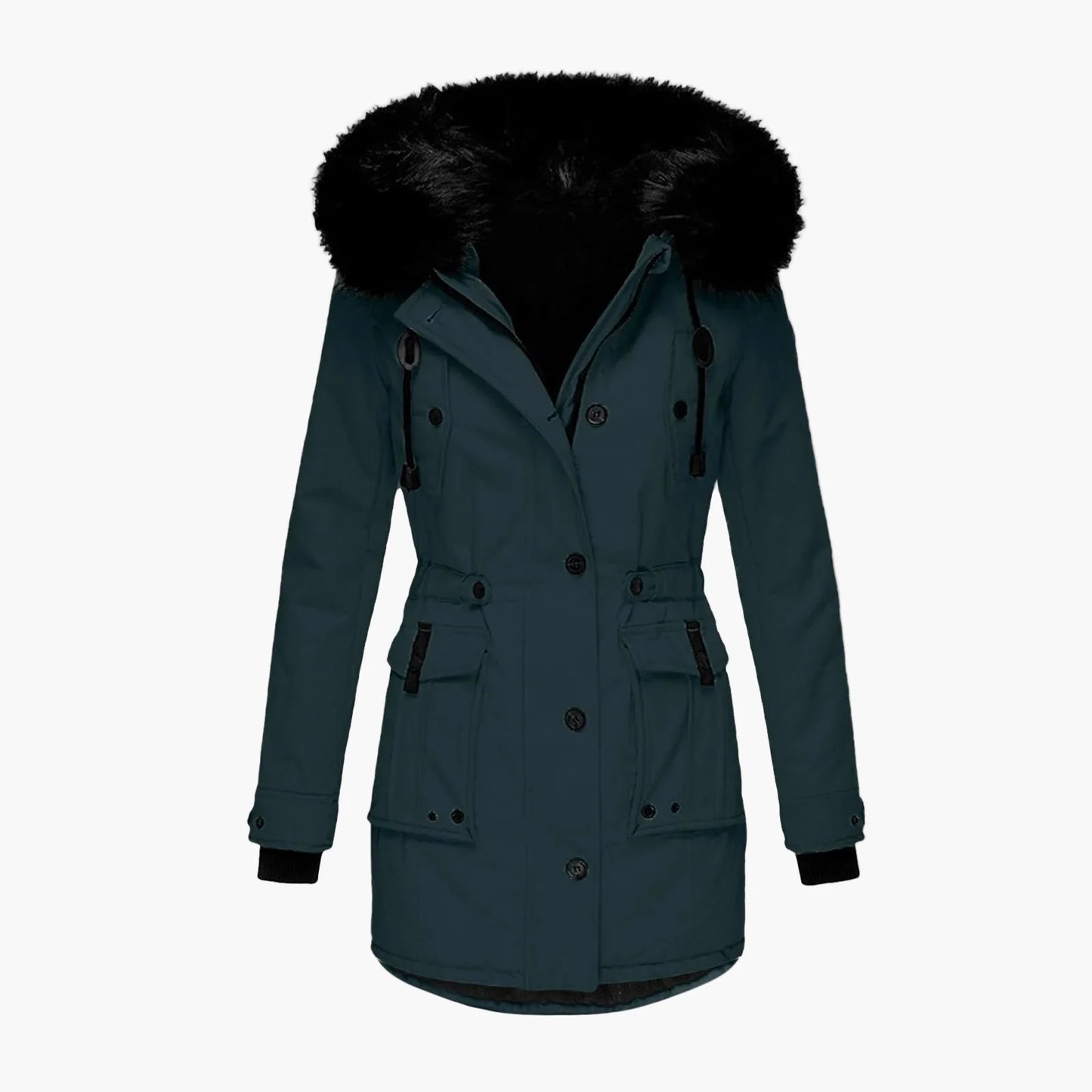 Dam Vinterjacka Plus Size Parkas med Huva och Fuskpäls – Varm Lång Jacka för Vardagsbruk och Fritid