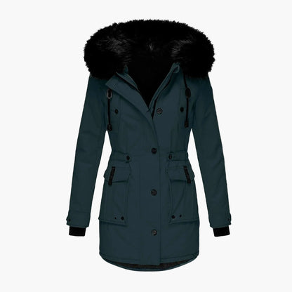 Dam Vinterjacka Plus Size Parkas med Huva och Fuskpäls – Varm Lång Jacka för Vardagsbruk och Fritid