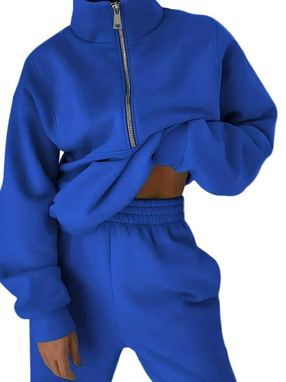 Damers sportiga halvzip set – avslappnad och modern träningsdräkt för vardag och fritid