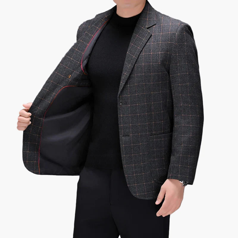 Herr Kavaj Rutmönstrad Modern Stil – Elegant Affärs- och Vardagsjacka