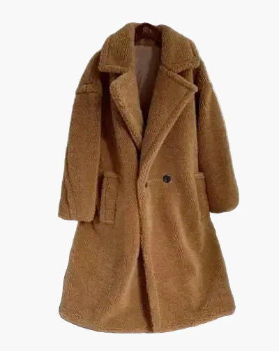 Dam Teddy Pälsrock Lång Oversize Vinterjacka Trendig
