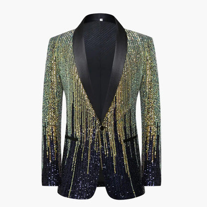 Herrkavaj Fest Smokingpaljett Party Blazer Med Glänsande Design För Kvällsevenemang