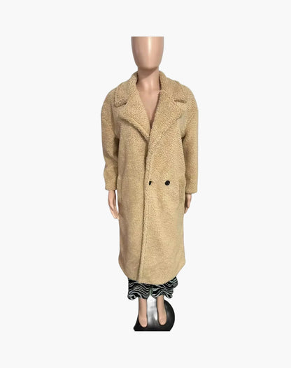 Dam Teddy Pälsrock Lång Oversize Vinterjacka Trendig