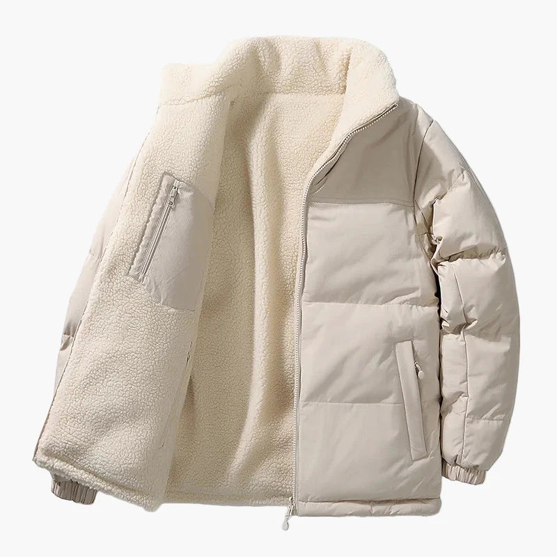 Herr Vinterjacka Lös Passform Urban Stil Varm Fleecefodrad