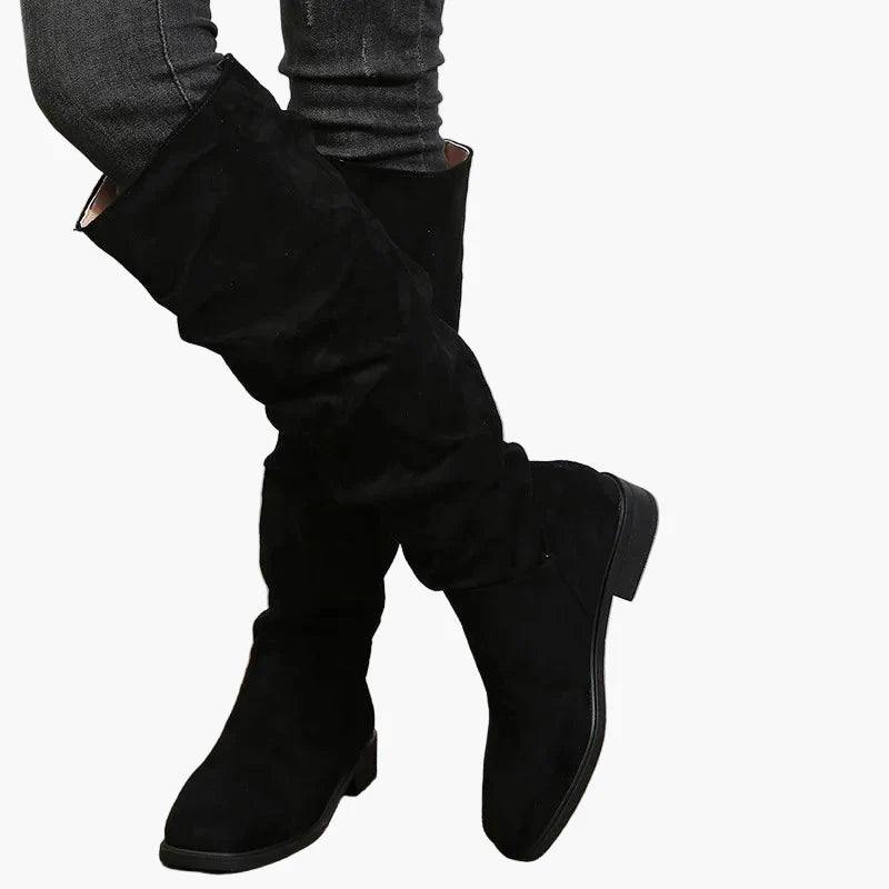 Damstövlar knähöga slouch boots för vardag och mode