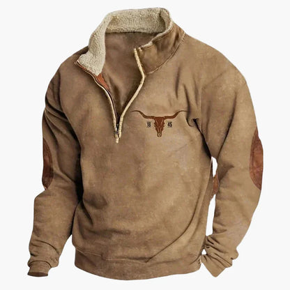 Herrar Western Stil Fleece Halvzip Tröja – Varm och Bekväm för Uteliv