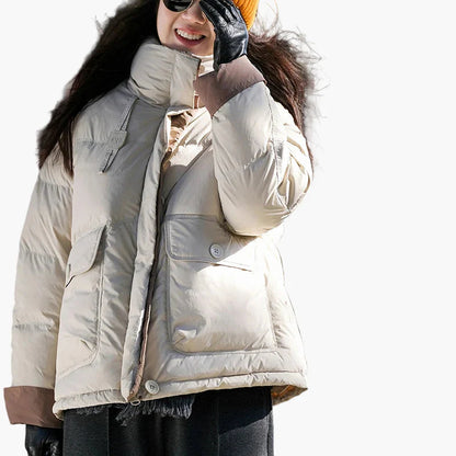 Dam Vinterjacka Kort Puffer Varm Stad & Fritidsstil