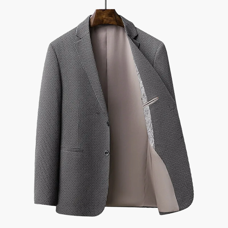Herr Kavaj Modern Slim Fit Rutigt Mönster – Elegant Blazer för Kontor och Fest