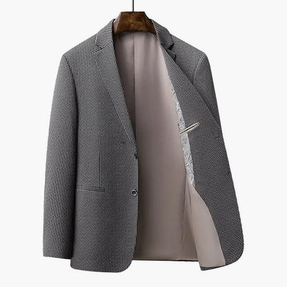 Herr Kavaj Modern Slim Fit Rutigt Mönster – Elegant Blazer för Kontor och Fest