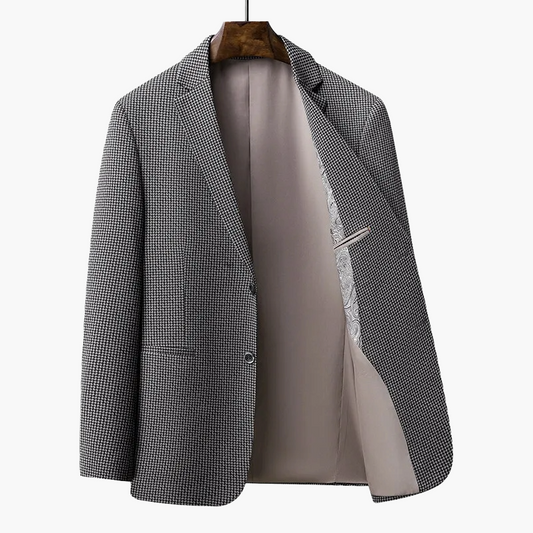 Herr Kavaj Modern Slim Fit Rutigt Mönster – Elegant Blazer för Kontor och Fest