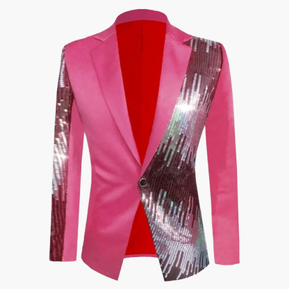 Herrkavaj Fest Blazer med Paljettdetaljer och Unik Design – Perfekt för Kvällsbruk och Evenemang