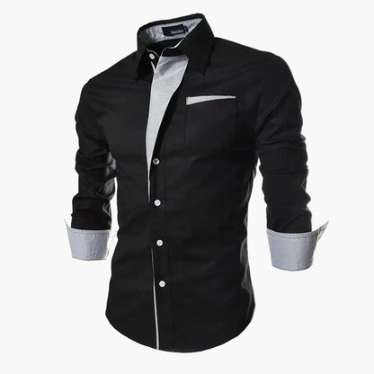 Herrskjorta Slim Fit – Modern Design för Kontor och Fest