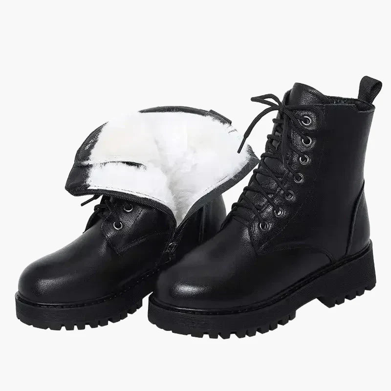 Dam Vinterkängor med Klack och Snörning – Stilrena och Varmfodrade Boots för Höst och Vinter
