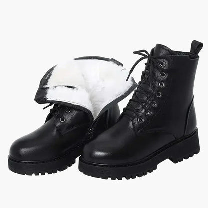 Dam Vinterkängor med Klack och Snörning – Stilrena och Varmfodrade Boots för Höst och Vinter