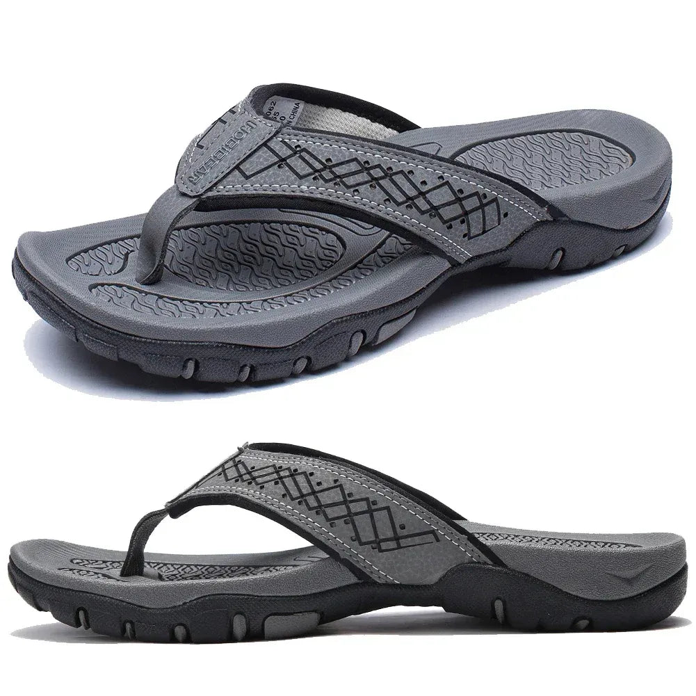 Herrsandal Flip-Flop Sport med Stötdämpning och Fotvalvsstöd – Perfekt för Strand, Promenader och Vardag