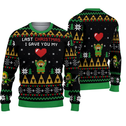 Herr Jultröja Ugly Christmas Sweater Christmas Bros med Tomten och Jesus – Rolig Festtröja