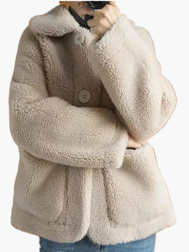 Dam Teddyjacka med avslappnad passform – Perfekt för vinter och vardag