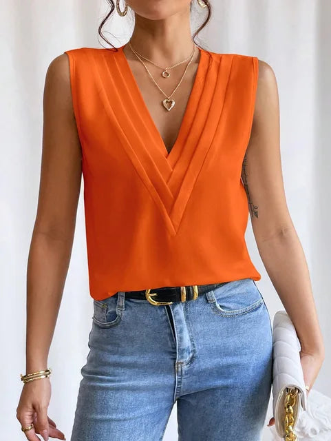 Dam Elegant Ärmlös Blus för Kontor och Fritid