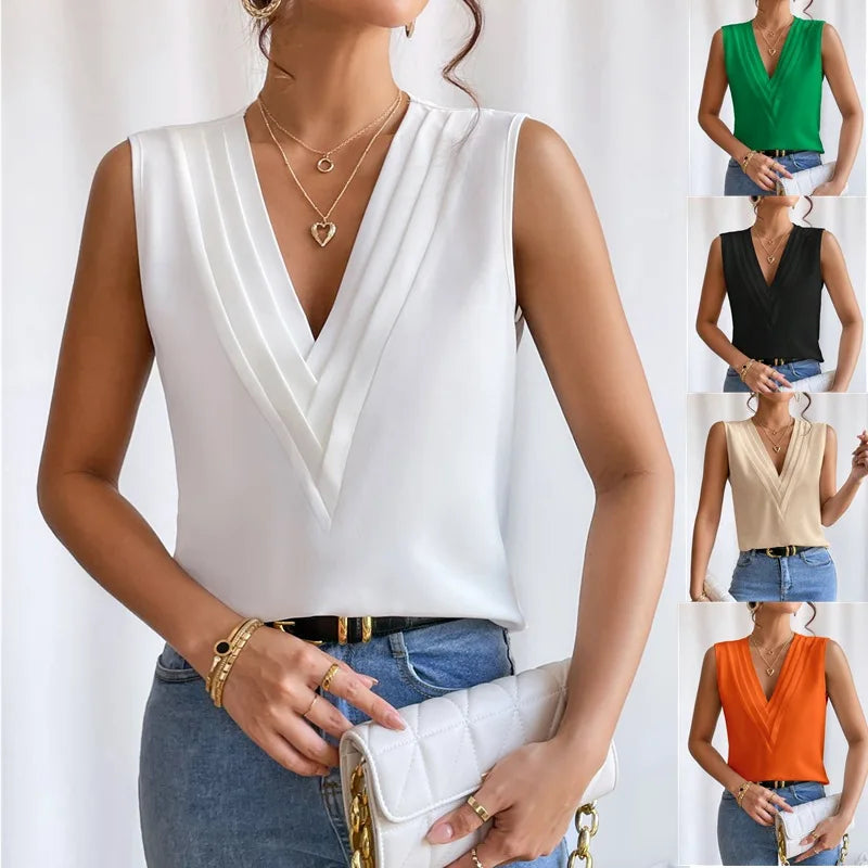 Dam Elegant Ärmlös Blus för Kontor och Fritid