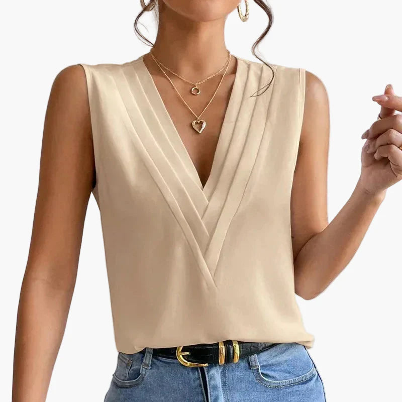 Dam Elegant Ärmlös Blus för Kontor och Fritid