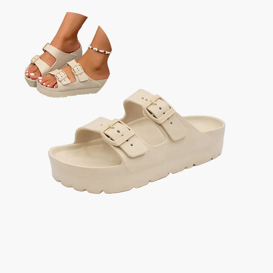 Dam Tofflor med Tjock Sula och Justerbara Spännen – Ergonomiska och Trendiga Sandaler för Vardagsbruk