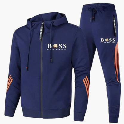 Herr Träningsset Sportig Hoodie och Joggingbyxor – Modern Streetwear & Träningskläder