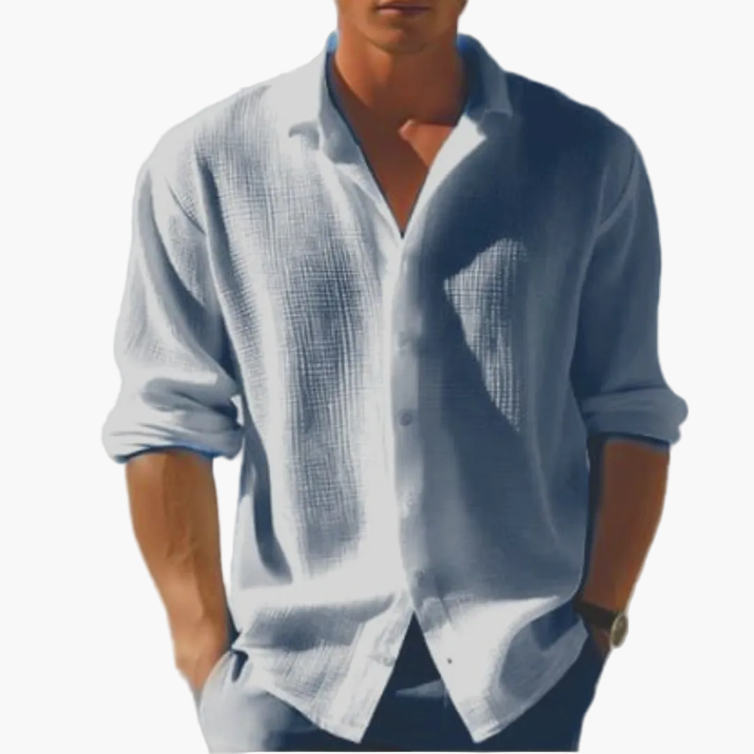 Herr Skjorta – Avslappnad Button-Down, Sommarstil, Perfekt för Fritid & Semester