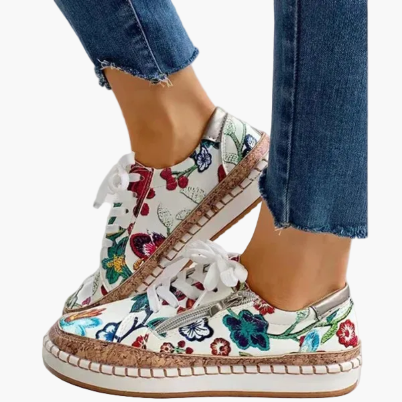 Dam Sneakers för kvinnor – Blommiga bekväma sneakers för vardag och promenad