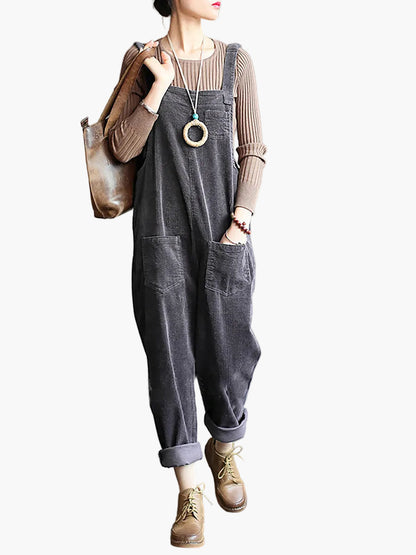 Damers Retro Lösa Hängselbyxor Jumpsuit för Vardag och Fritid