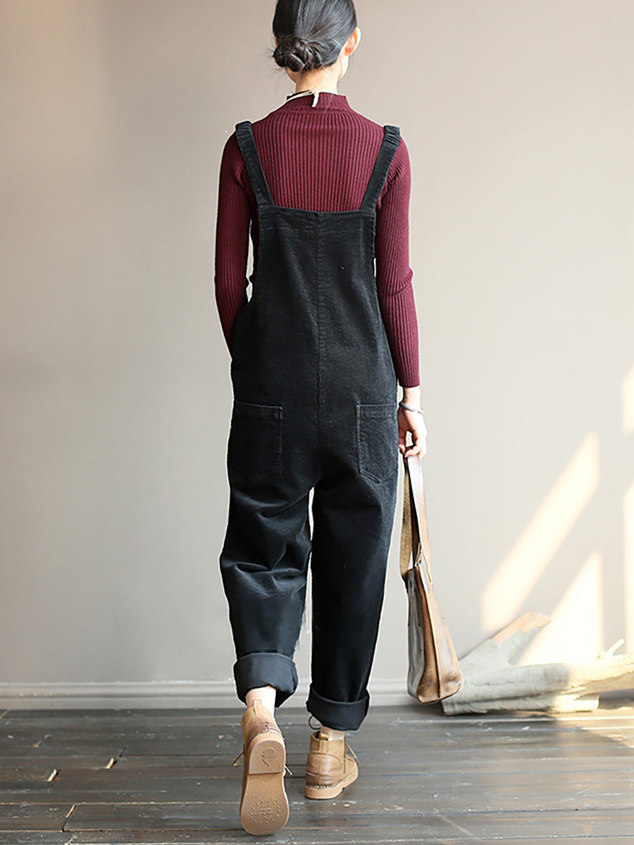 Damers Retro Lösa Hängselbyxor Jumpsuit för Vardag och Fritid