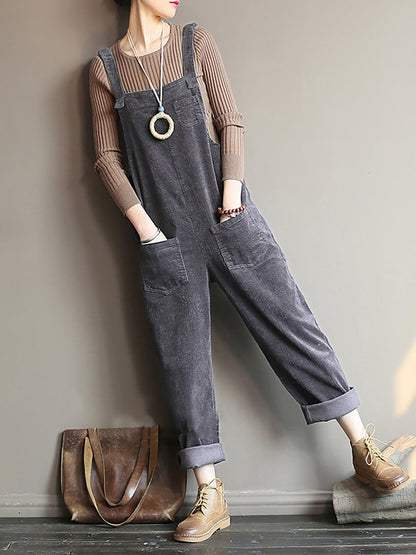 Damers Retro Lösa Hängselbyxor Jumpsuit för Vardag och Fritid