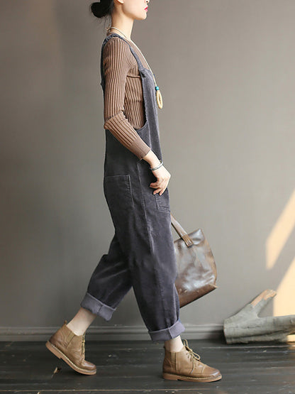 Damers Retro Lösa Hängselbyxor Jumpsuit för Vardag och Fritid