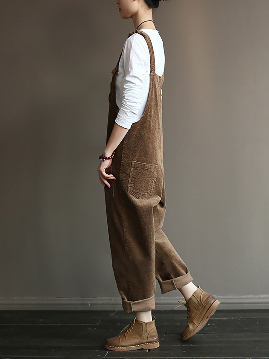 Damers Retro Lösa Hängselbyxor Jumpsuit för Vardag och Fritid