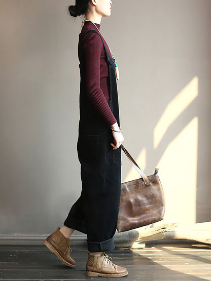 Damers Retro Lösa Hängselbyxor Jumpsuit för Vardag och Fritid