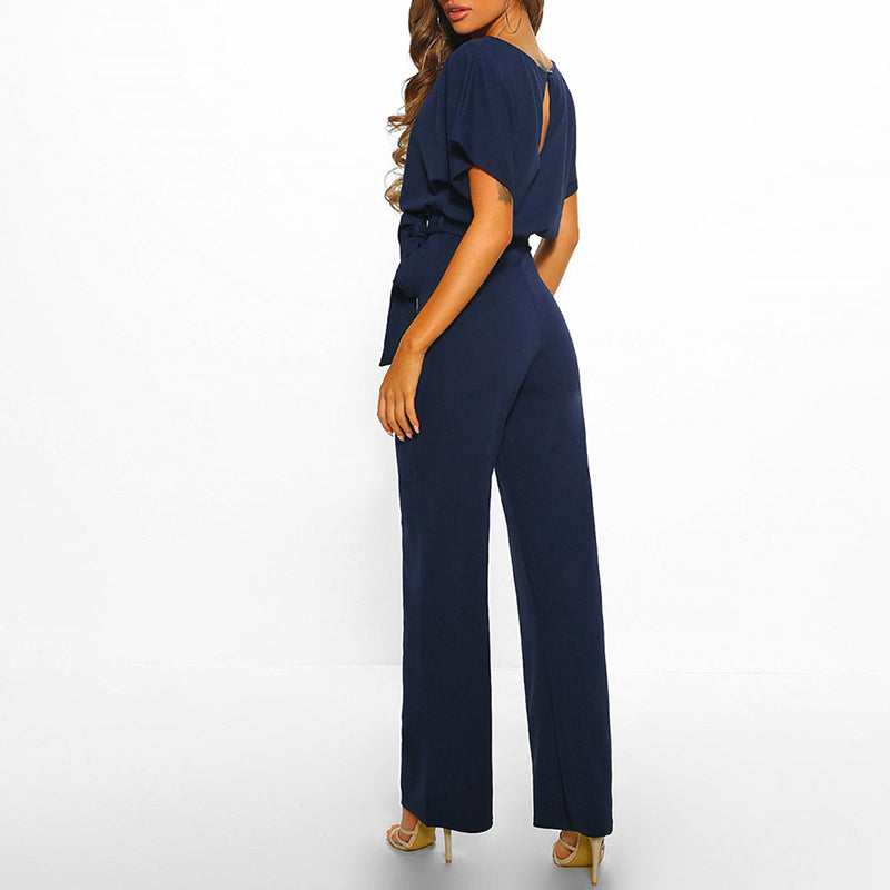 Dam Jumpsuit Elegant Bred Ben Ärm Detalj Fest och Middag