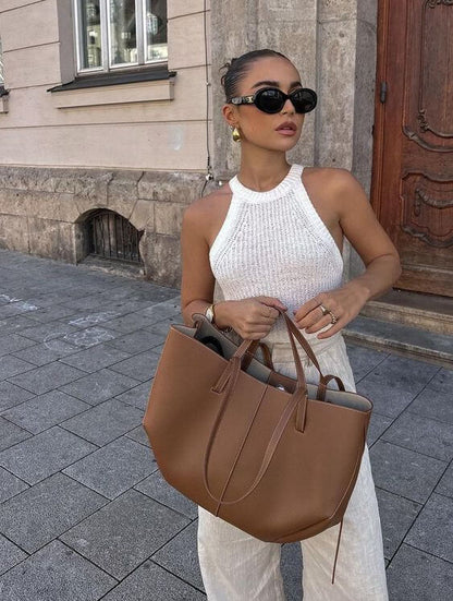 Damernas trendiga vintage tote bag – elegant vardagsväska för stad och kontor