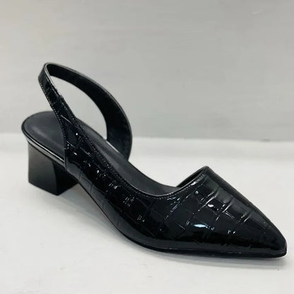 Damers eleganta slingback-pumps med spetsig tå och blockklack – Perfekta för fest och vardag