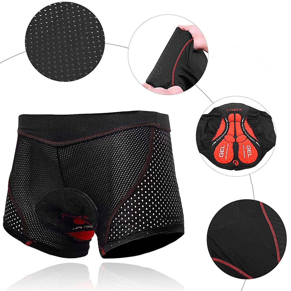 Herr cykelshorts med 5D gelpad för stötdämpning och komfort – Perfekt för mountainbike och landsvägscykling