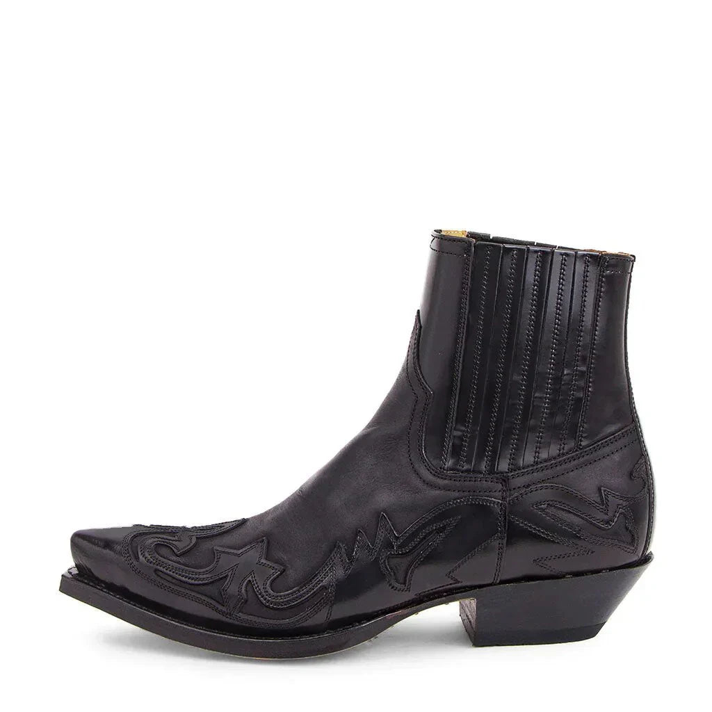 Herr Western Cowboyboots med broderi och spetsig tå – Stilrena ankelboots för vardag och fest