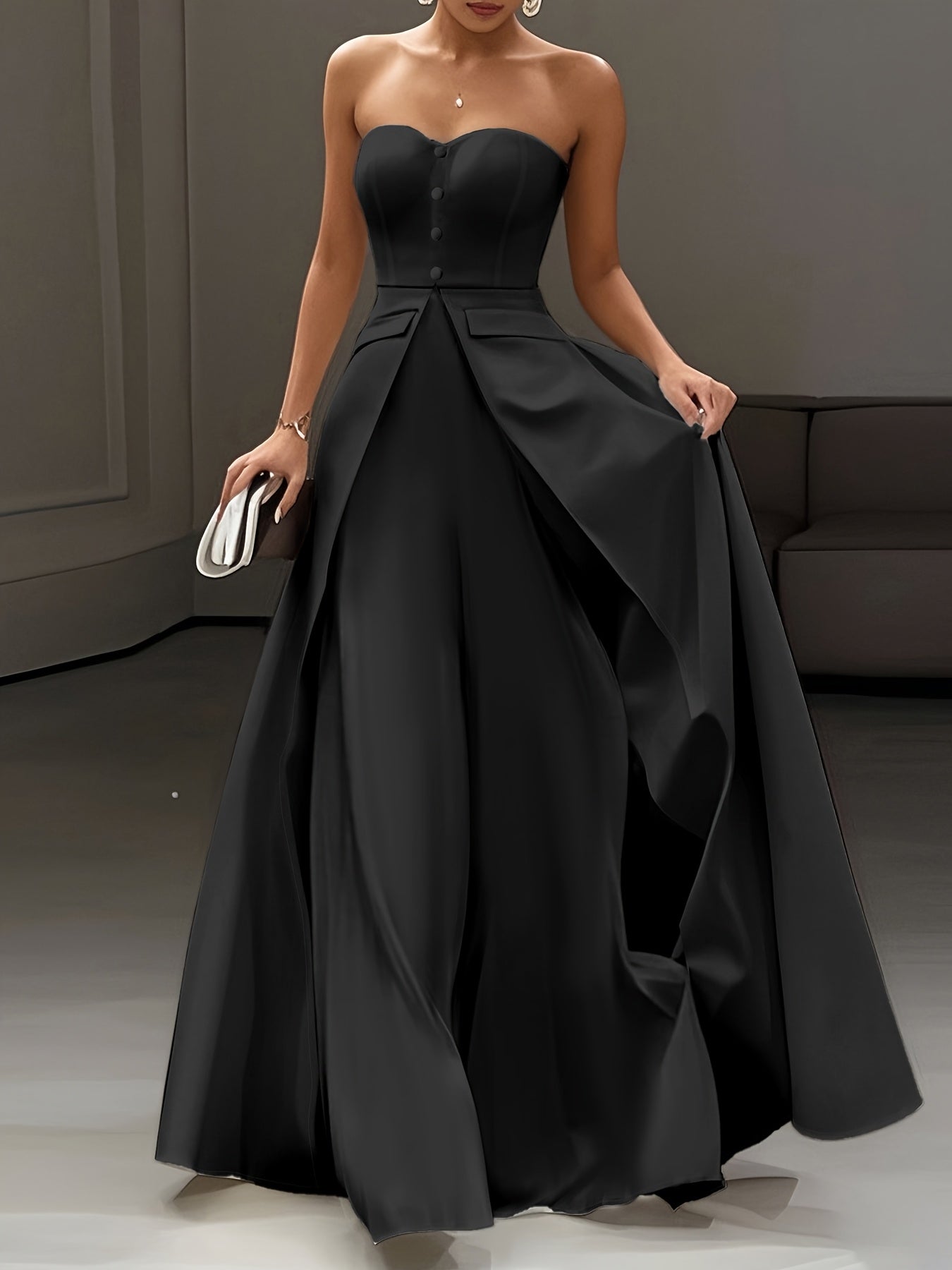 Dam Elegant Aftonklänning Bandeau Stil Fest och Gala