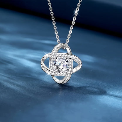 Elegant Smyckeset till Mamma – Halsband med Kärleksknut och Personligt Kort – Perfekt Gåva till Kvinnor på Mors Dag eller Födelsedag