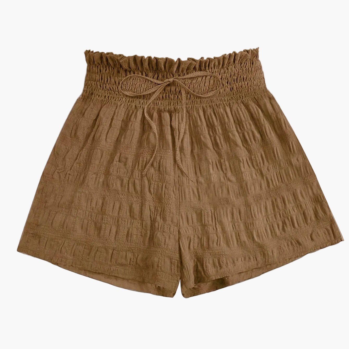Damers avslappnade shorts med hög midja och smockad midjeresår – perfekta för sommar och vardag