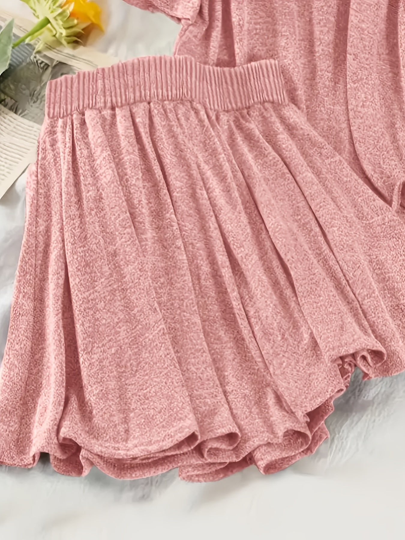 Dam Lounge Set med Huva och Shorts för Vardagsbruk och Avslappning