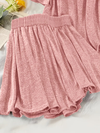 Dam Lounge Set med Huva och Shorts för Vardagsbruk och Avslappning